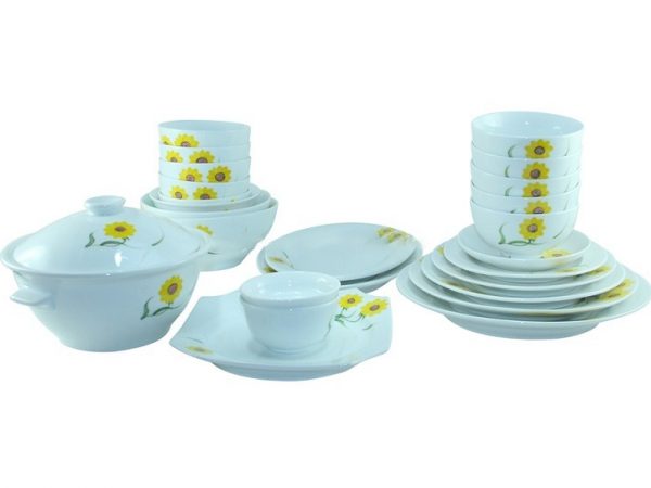 Bộ Bàn Ăn Bát Tràng Hoa Hướng Dương 25 Sản Phẩm