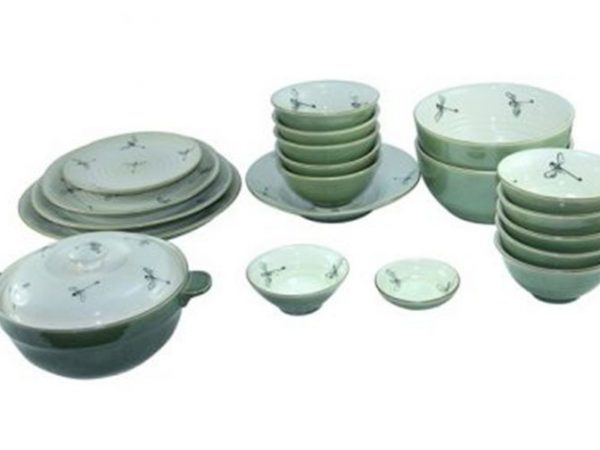 Bộ Bàn Ăn Bát Tràng Vẽ Chuồn Chuồn 22 Sản Phẩm